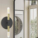 Wand 2 Light 5.75 inch Matte Black with Aged Brass Decorative Wall Sconce Wall Light in Matte Black and Aged Brass