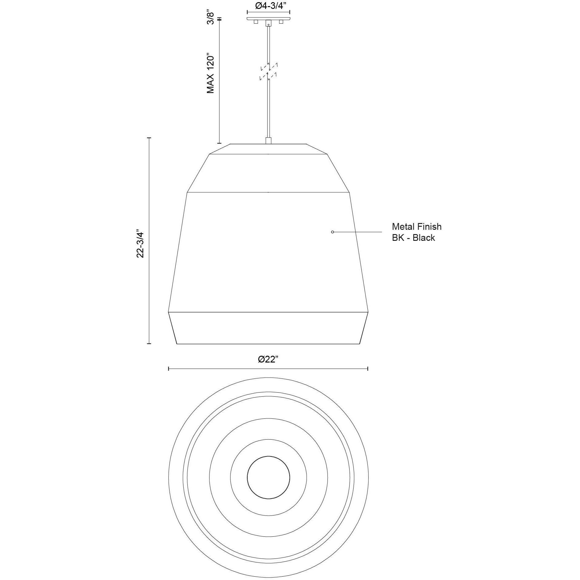Sedona 1 Light 22 inch Black Pendant Ceiling Light