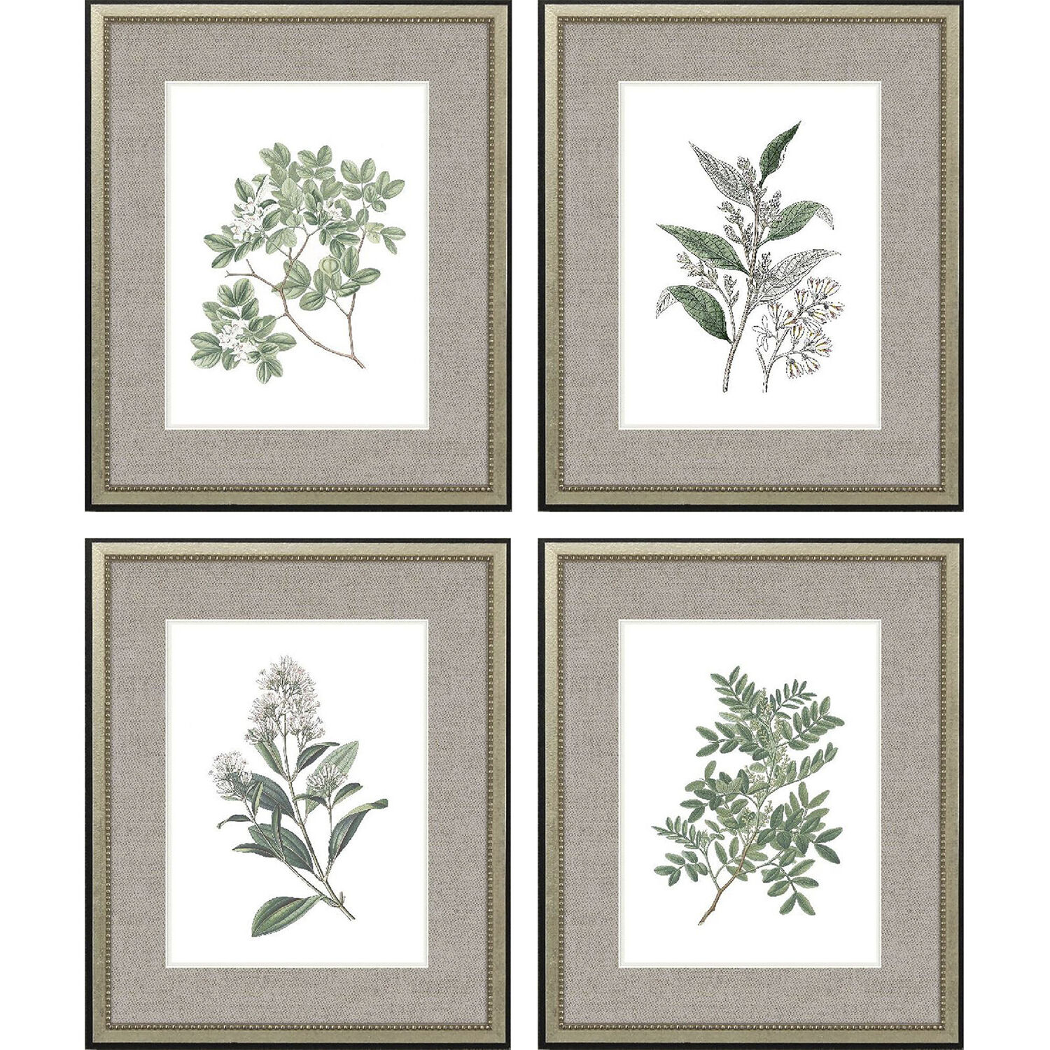 Florals Green and White and Pink Framed Art