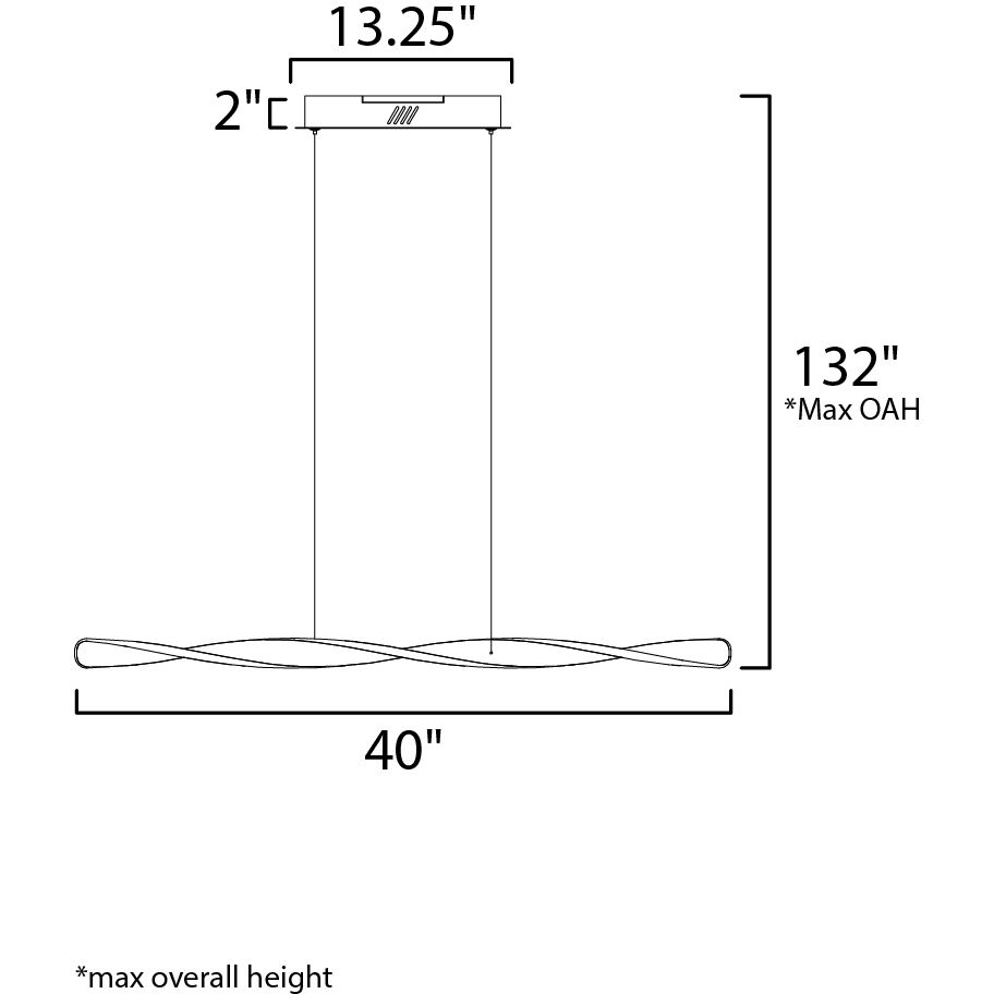 Pirouette LED 40 inch Black Linear Pendant Ceiling Light