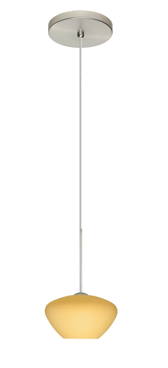 Peri LED Satin Nickel Pendant Ceiling Light in Vanilla Matte Glass