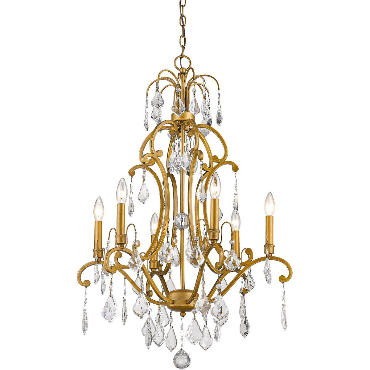 Claire 6 Light 24 inch Antique Gold Chandelier Ceiling Light