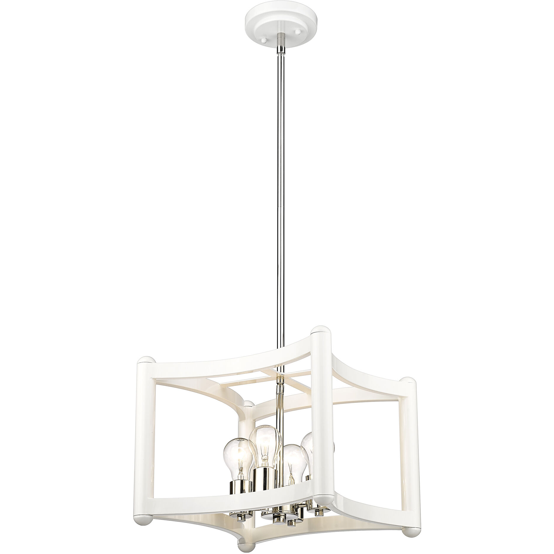 Coyle 4 Light 14 inch White with Polished Nickel Cluster Pendant Ceiling Light
