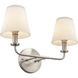 Hoyle 2 Light 16 inch Antique Nickel Vanity Light Wall Light