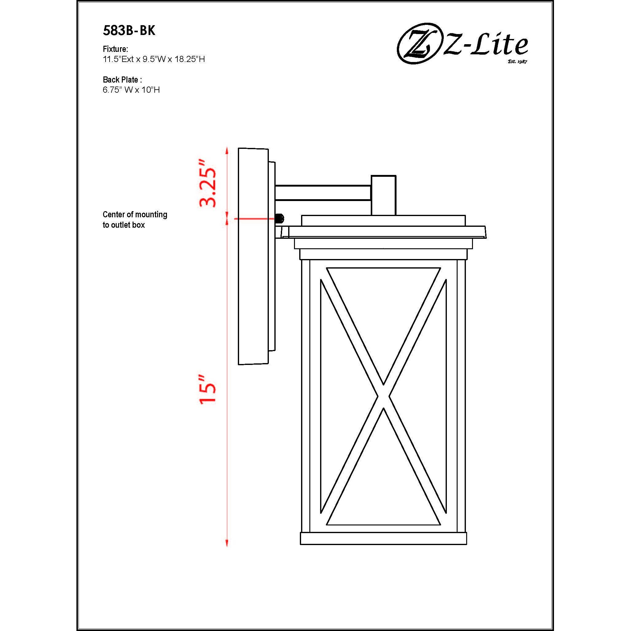 Brookside 1 Light 18.25 inch Black Outdoor Wall Light