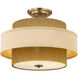Textile Collection - Narberth Family 3 Light 18 inch Brushed Brass Semi-Flush Ceiling Light, EVOLV