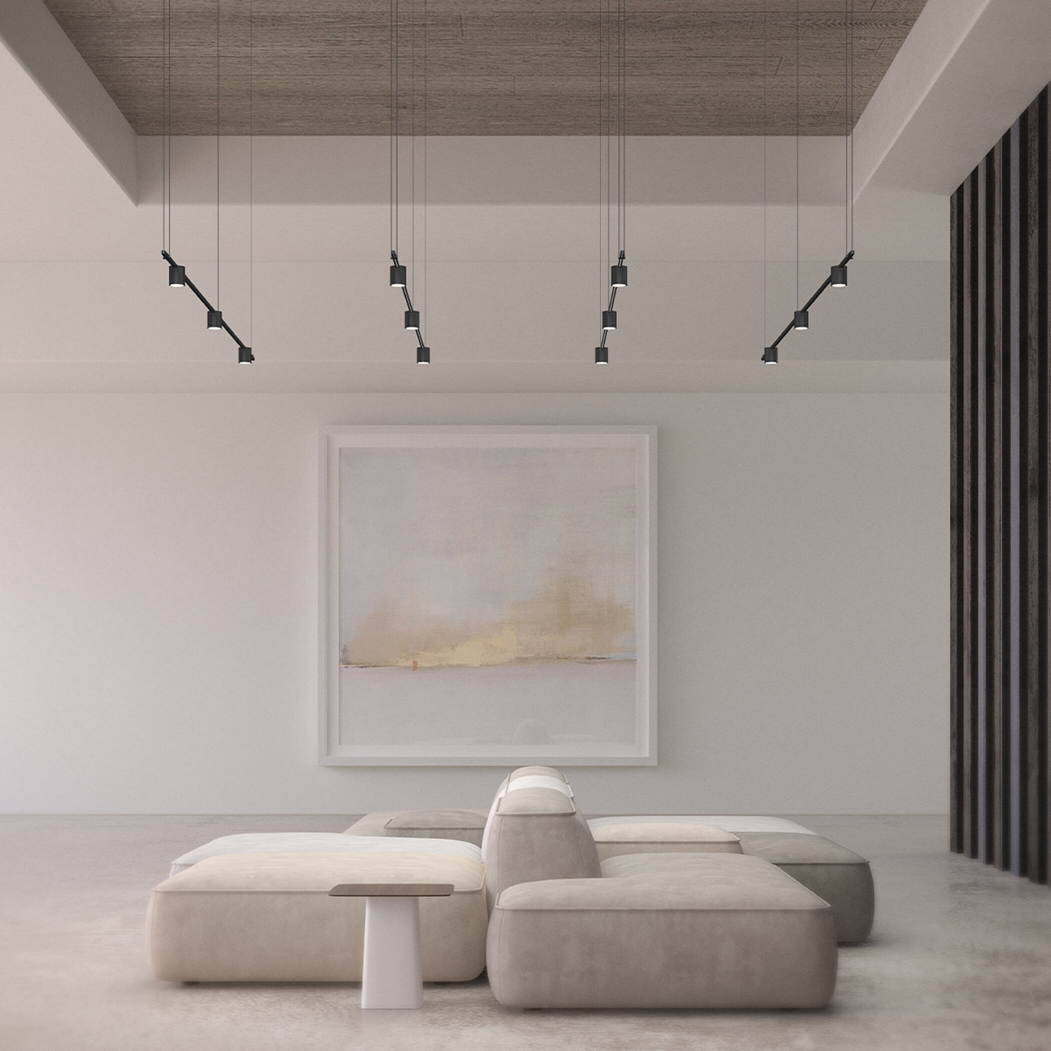 Suspenders LED 97 inch Satin Black Suspension Ceiling Light