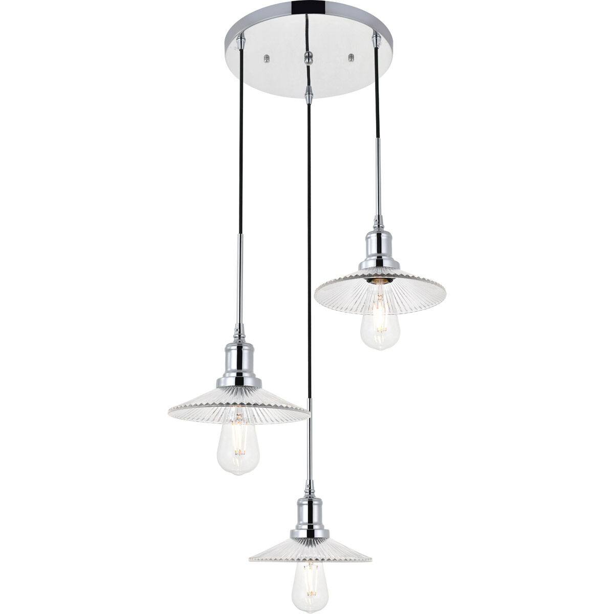 Waltz 3 Light 19 inch Chrome Pendant Ceiling Light