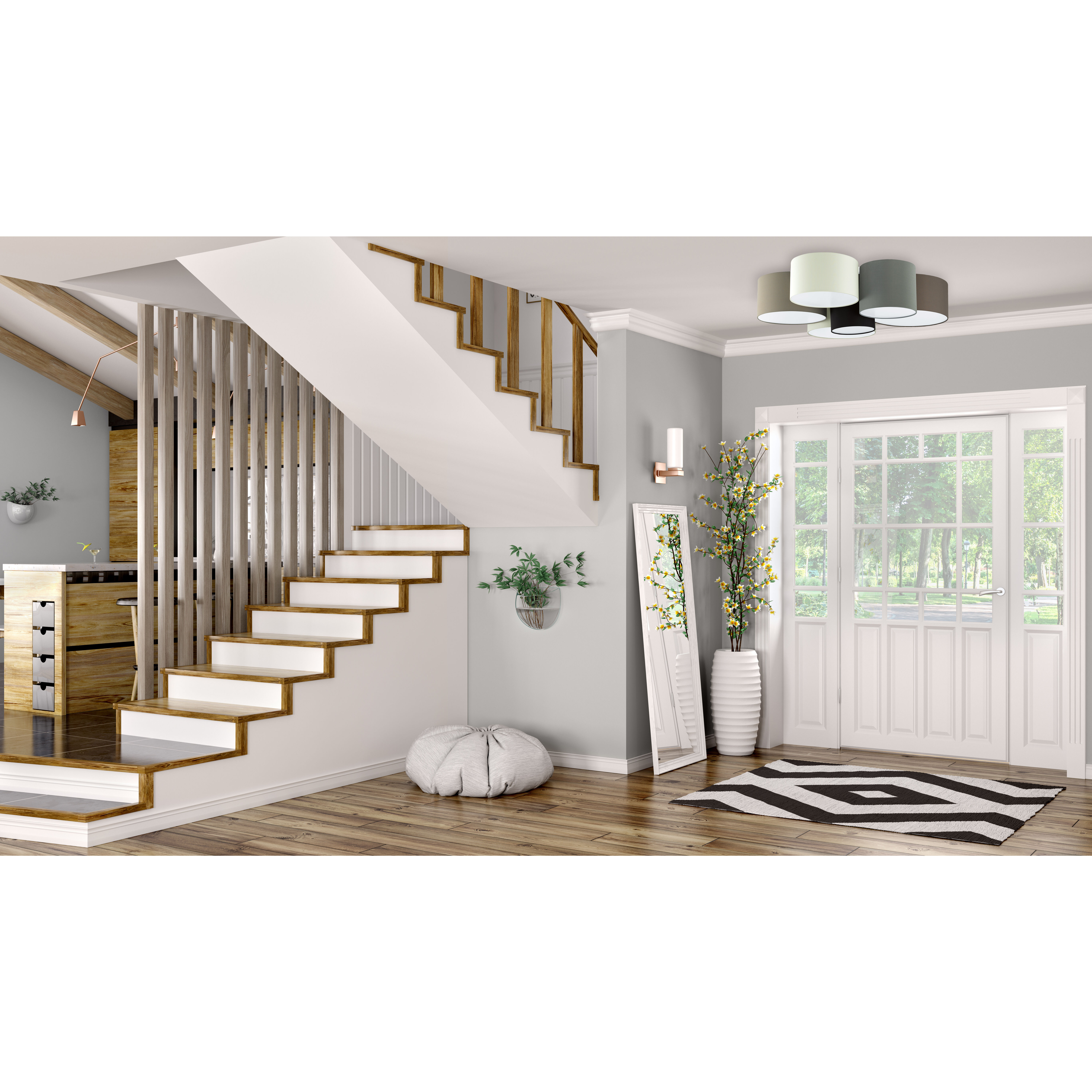 Pastore 6 Light 33.15 inch White and Black and Taupe and Grey and Cappuccino Flush Mount Ceiling Light