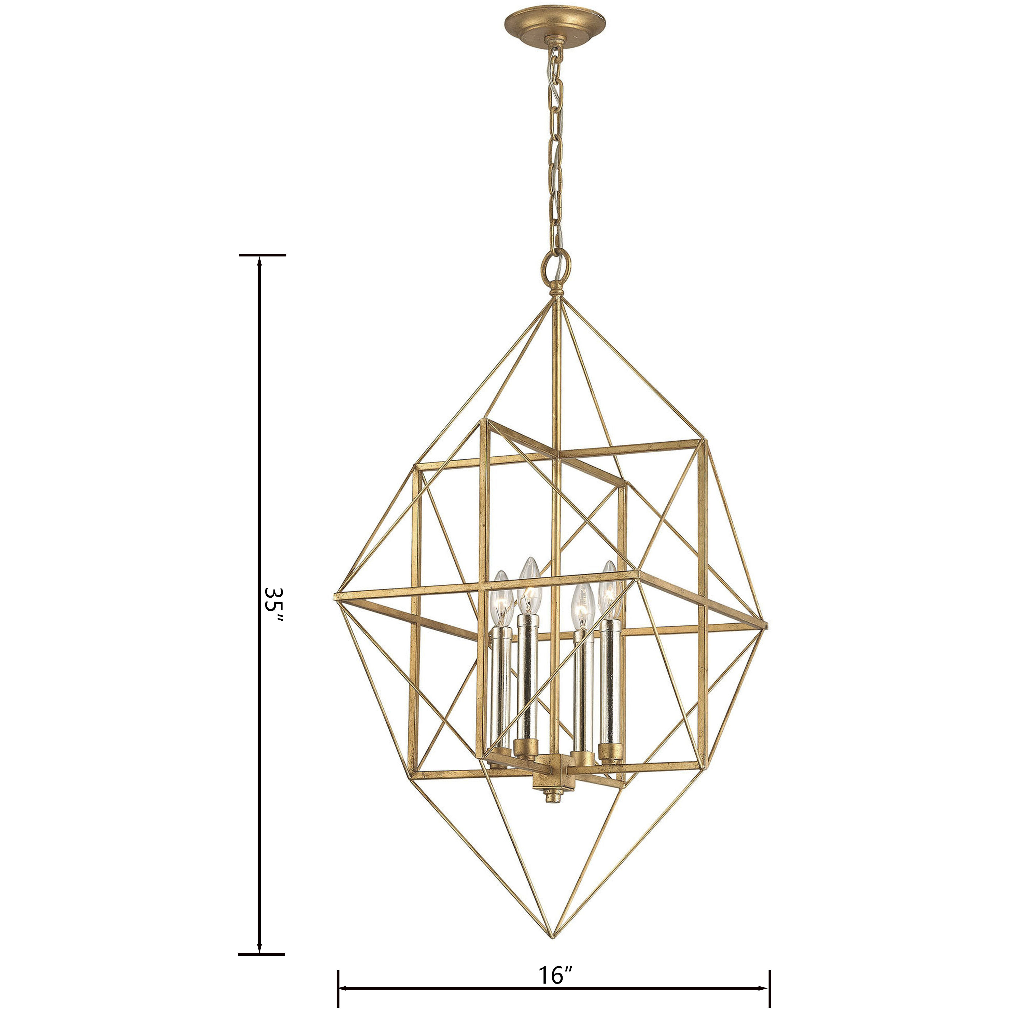 Connexions 4 Light 16 inch Gold Leaf with Silver Chandelier Ceiling Light