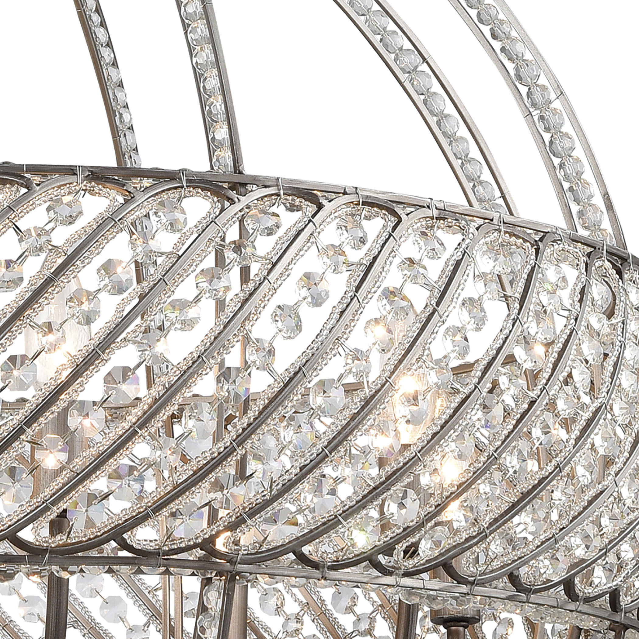 Bradington 8 Light 32 inch Weathered Zinc with Clear Chandelier Ceiling Light