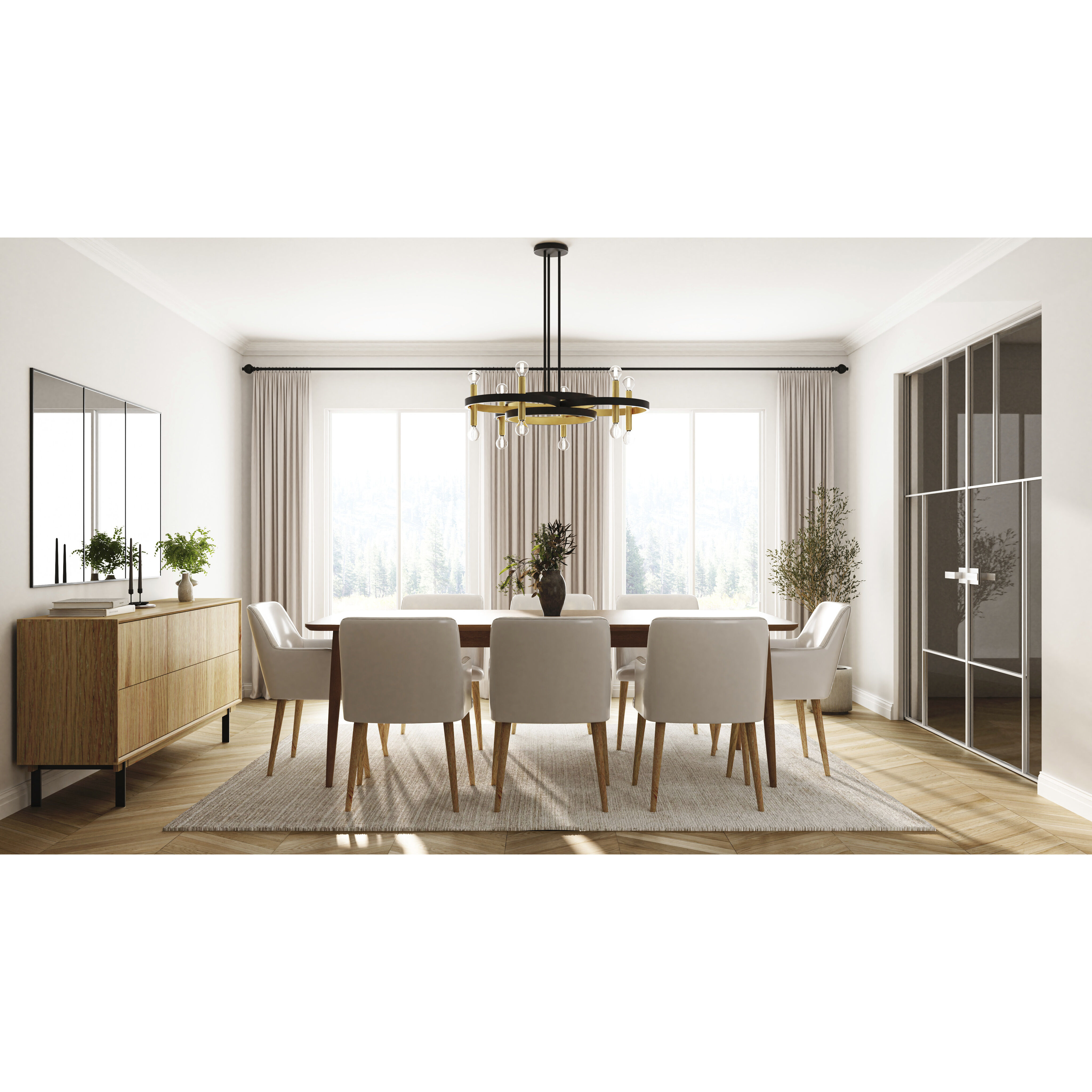 Winsland 12 Light 30 inch Matte Black Chandelier Ceiling Light