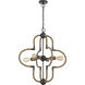 Tahoka 4 Light 25 inch Burlap and Black Iron and Antique Brass Chandelier Ceiling Light