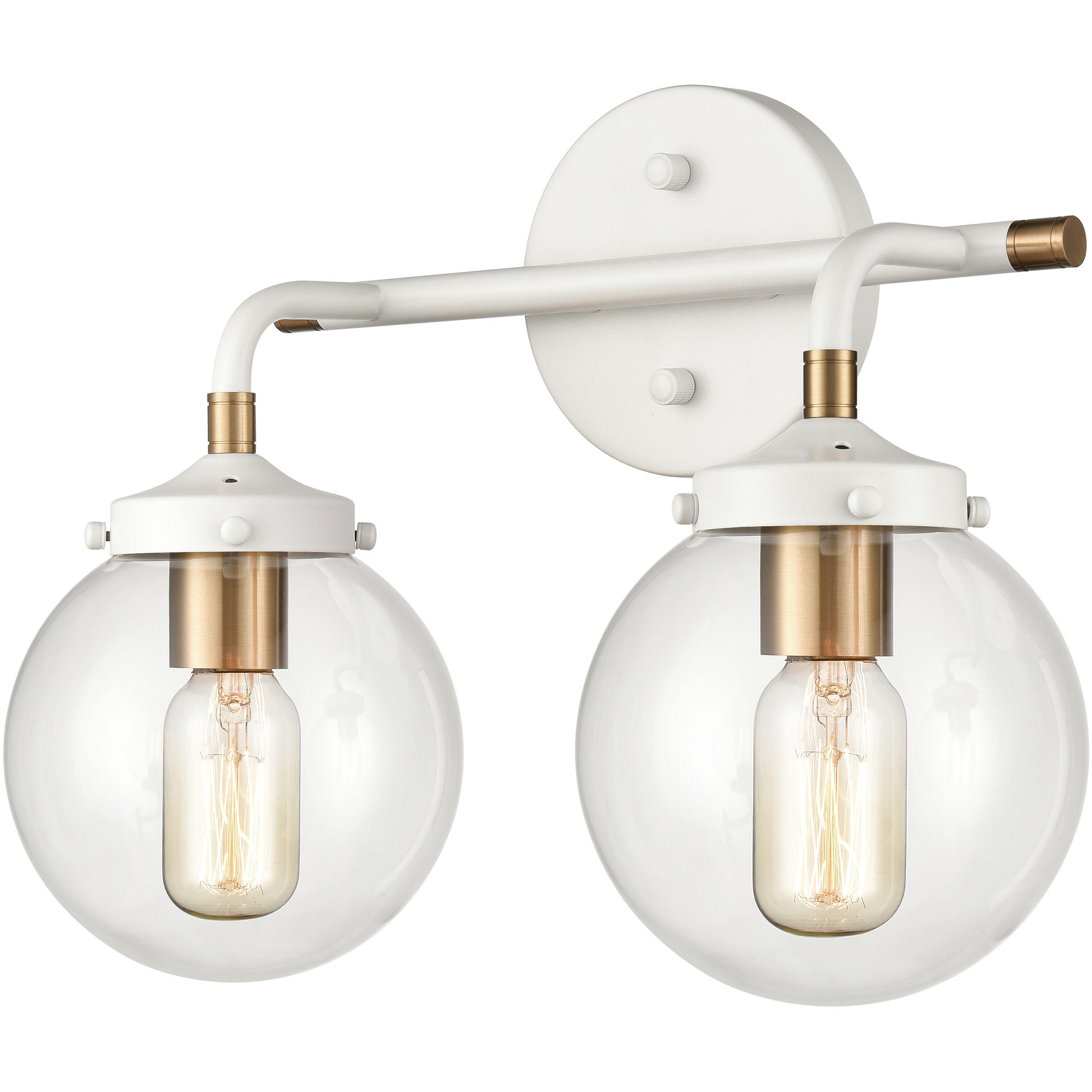 Boudreaux Vanity Light Wall Light in Matte White with Satin Brass