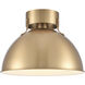 Zayne 1 Light 12 inch Brushed Gold Semi Flush Mount Ceiling Light