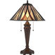 Foursquare 24 inch 60 watt Tiffany Bronze Table Lamp Portable Light