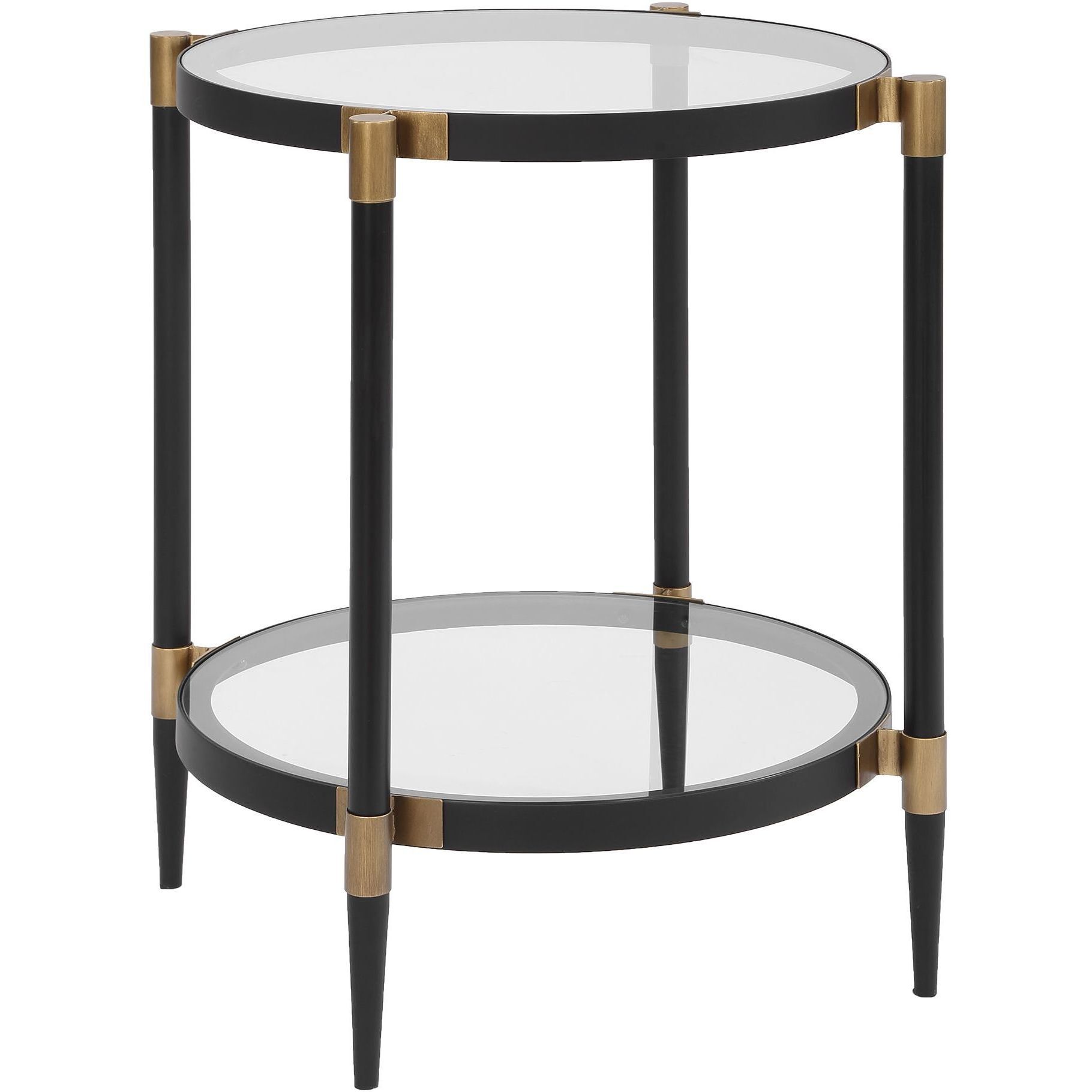 Chadid 23.75 X 21.75 inch Black and Gold with Glass Side Table