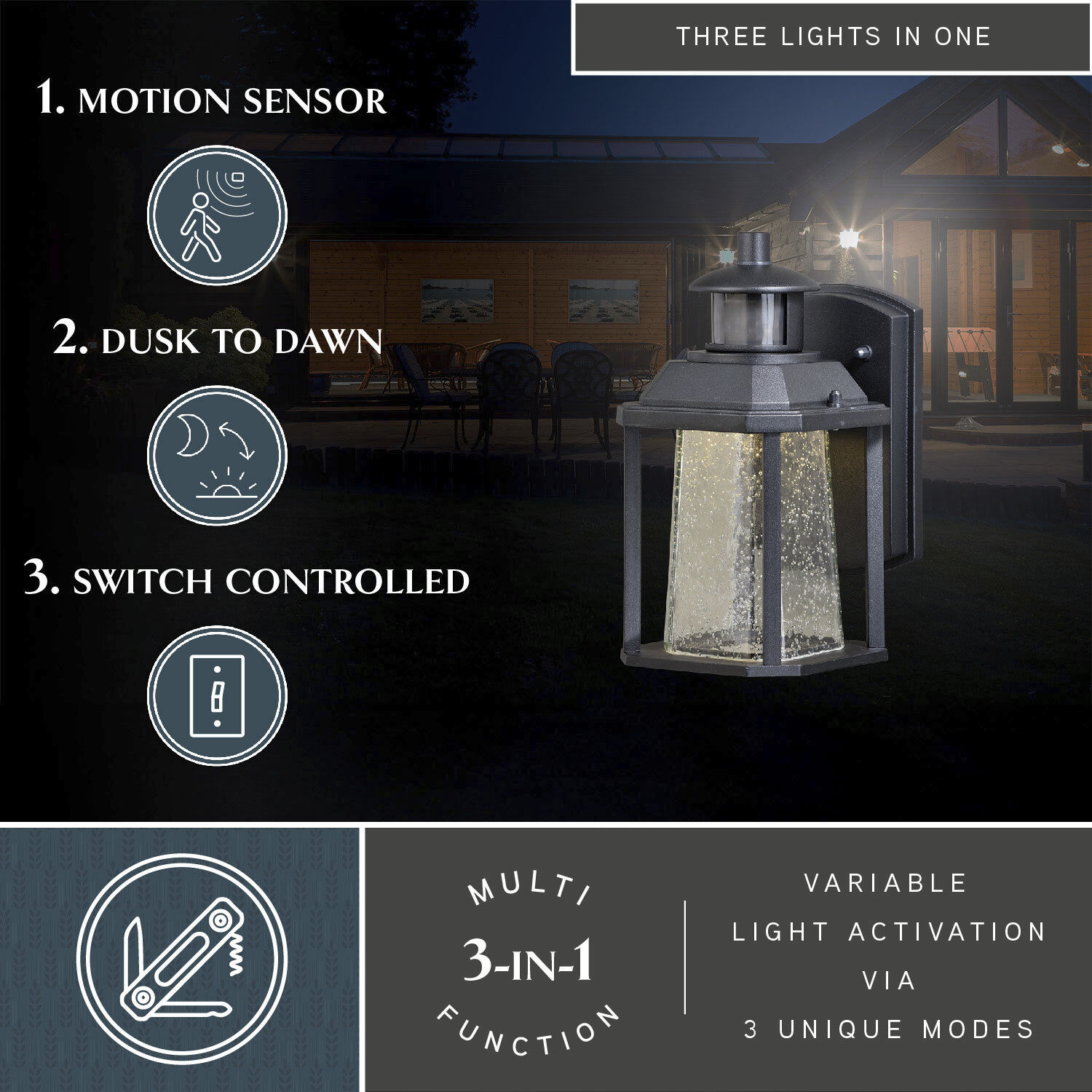 Freeport Textured Black Outdoor Motion Sensor