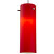 Titan 1 LED 4 inch Matte Chrome Pendant Ceiling Light in Red Glass