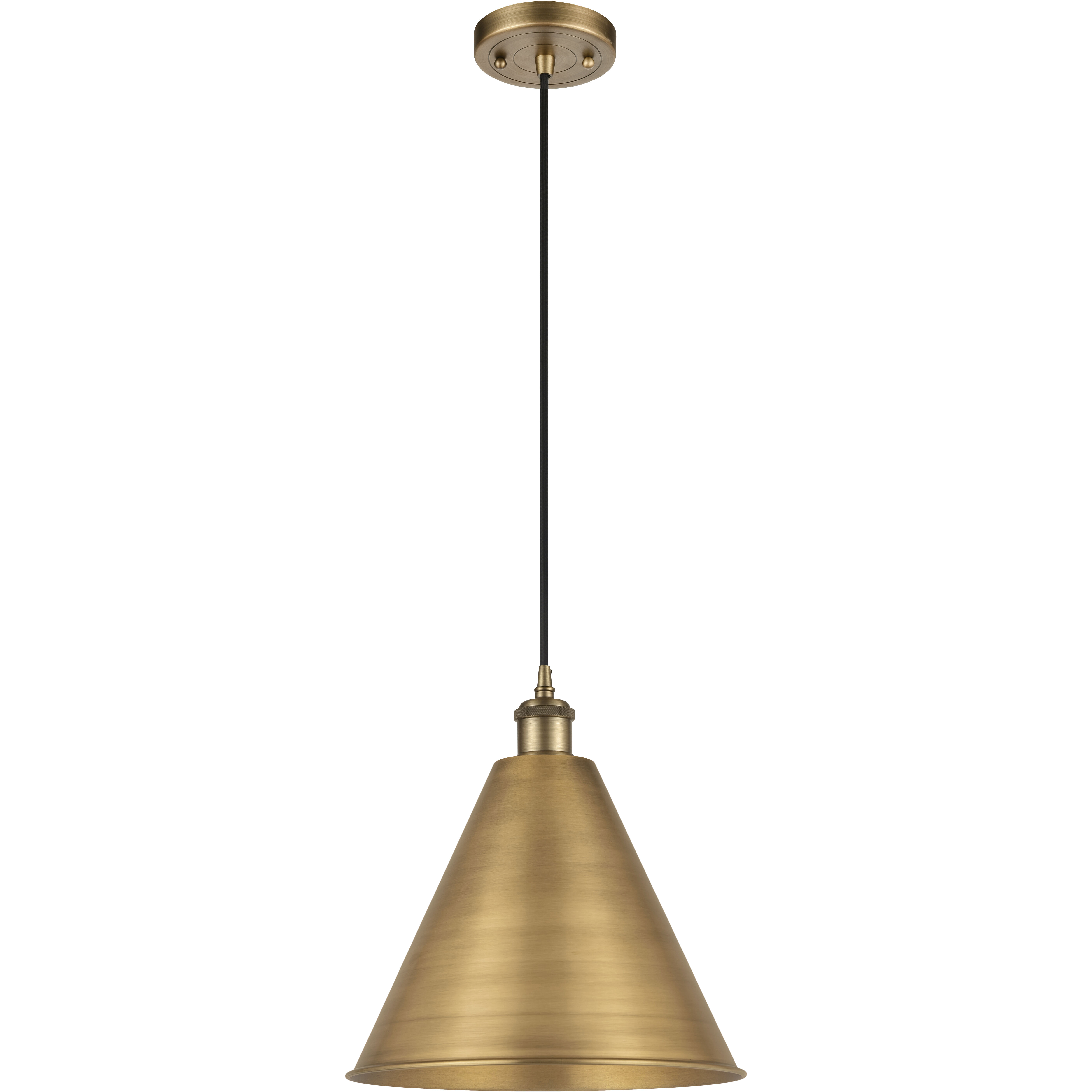 Ballston Cone LED 16 inch Brushed Brass Mini Pendant Ceiling Light