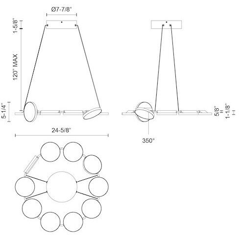Novel LED 24.63 inch Black Chandelier Ceiling Light