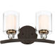 Studio 5 2 Light 16 inch Painted Bronze/Natural Brush Bath Light Wall Light