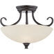 Kendall 2 Light 16 inch Oil Rubbed Bronze Semi-Flush Ceiling Light in Frosted
