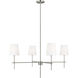 TOB by Thomas O'Brien Baker 4 Light 36 inch Brushed Nickel Chandelier Ceiling Light