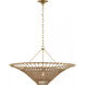 AERIN Elona LED 36 inch Hand-Rubbed Antique Brass Chandelier Ceiling Light in Natural Wicker