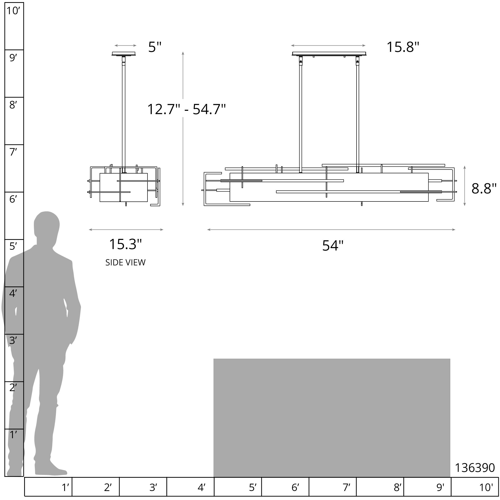 Etch 4 Light 54 inch Modern Brass Pendant Ceiling Light in Natural Anna