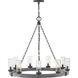 Open Air Sawyer 9 Light 30 inch Aged Zinc with Distressed Black Outdoor Hanging in Non-LED
