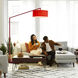 Stretch 87 inch 9 watt Red Arc Floor Lamp Portable Light in Red Linen