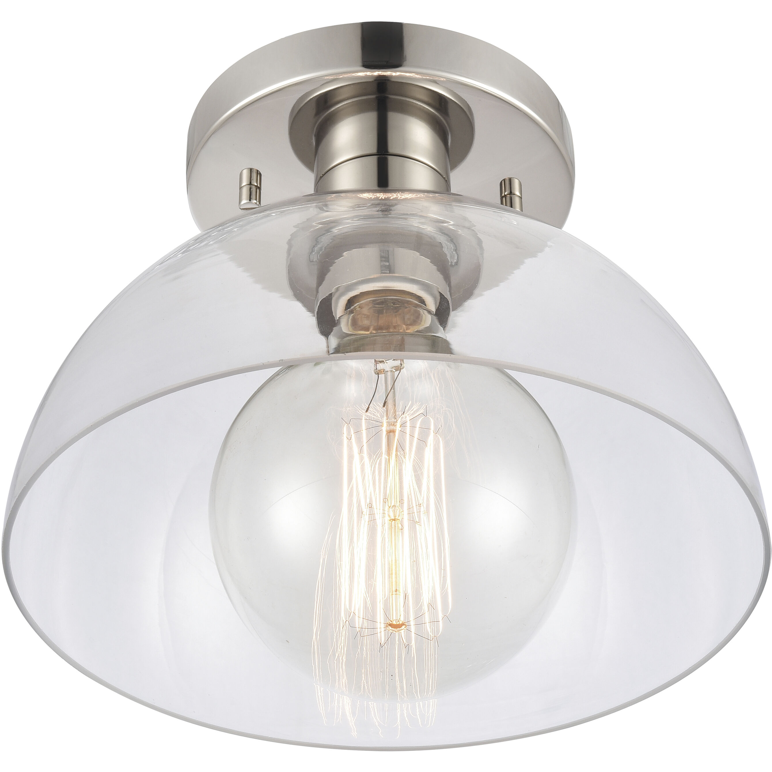 Julian 1 Light 10 inch Polished Nickel Semi Flush Mount Ceiling Light