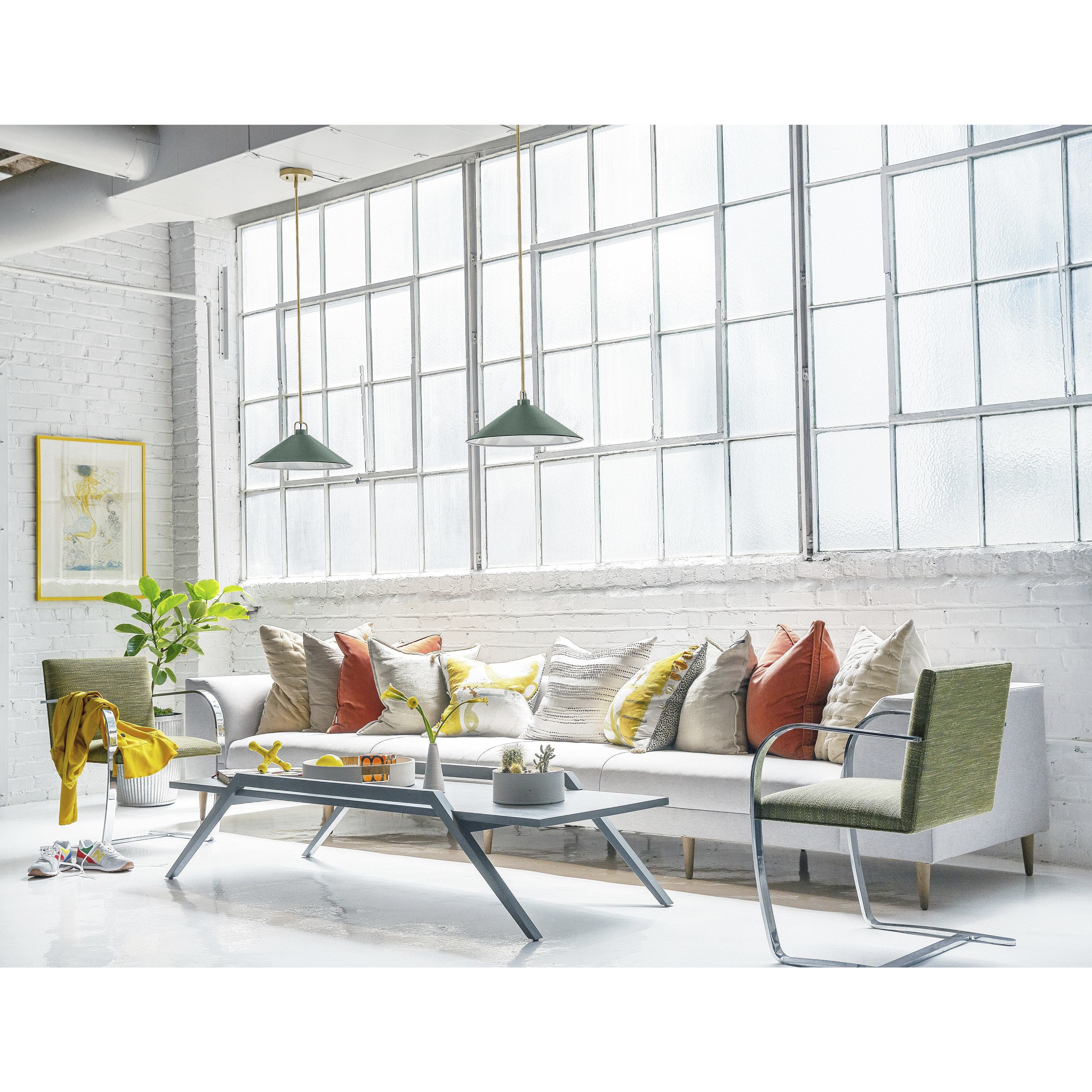 Milo LED 16 inch Lacquered Brass with Sage Green accents Pendant Ceiling Light