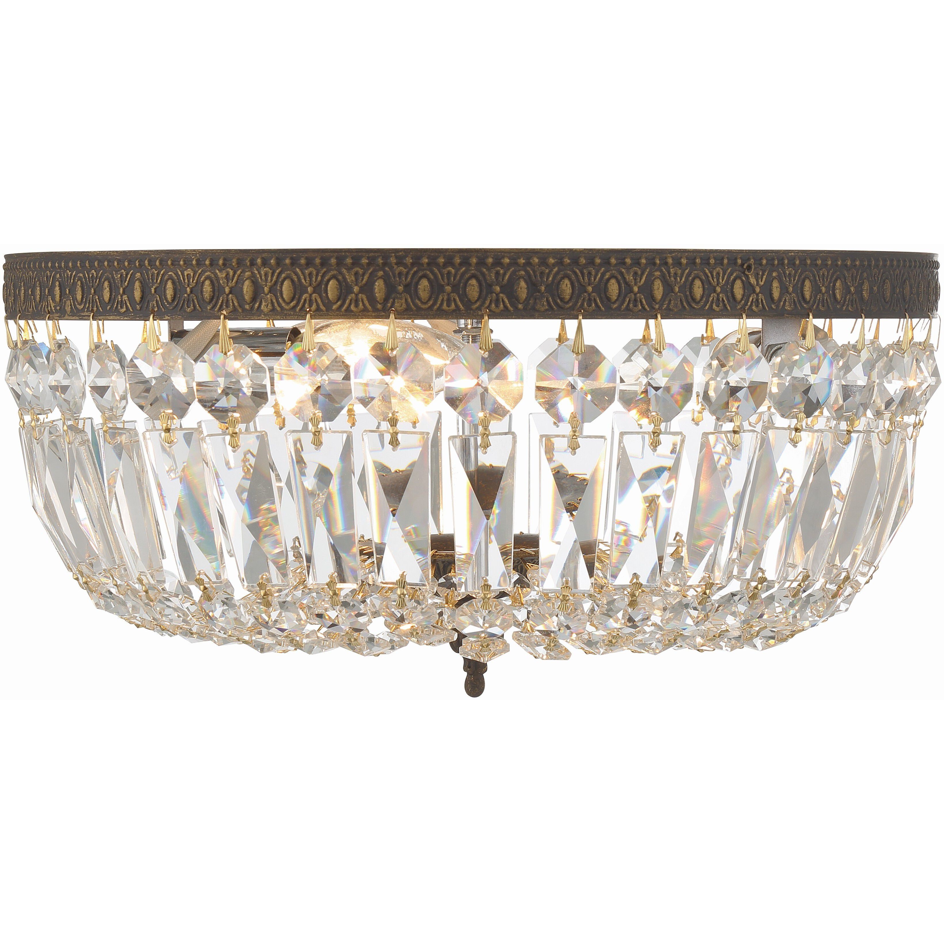 Waltham 3 Light 14 inch English Bronze Flush Ceiling Light in Clear Spectra