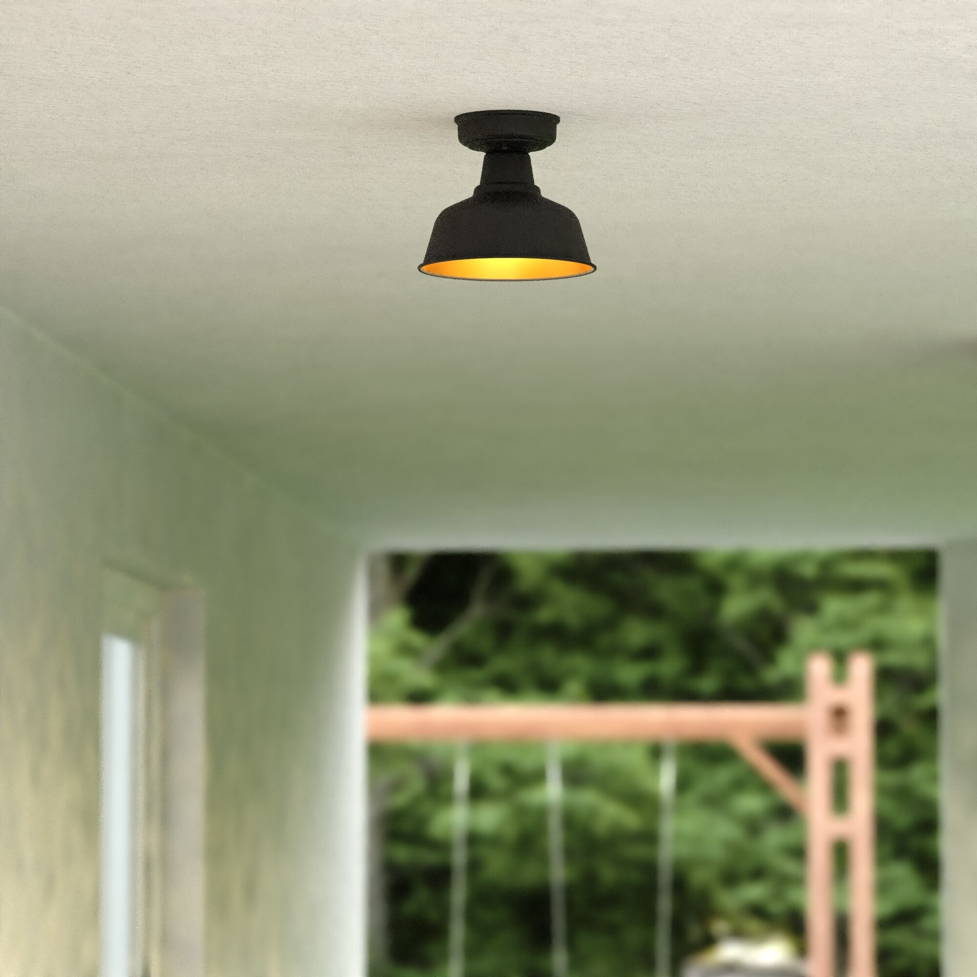 Cody 1 Light 10.25 inch Oil Rubbed Bronze and Light Gold Outdoor Flush Mount