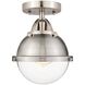 Nouveau 2 Hampden 1 Light 7.25 inch Brushed Satin Nickel Semi-Flush Mount Ceiling Light in Clear Glass