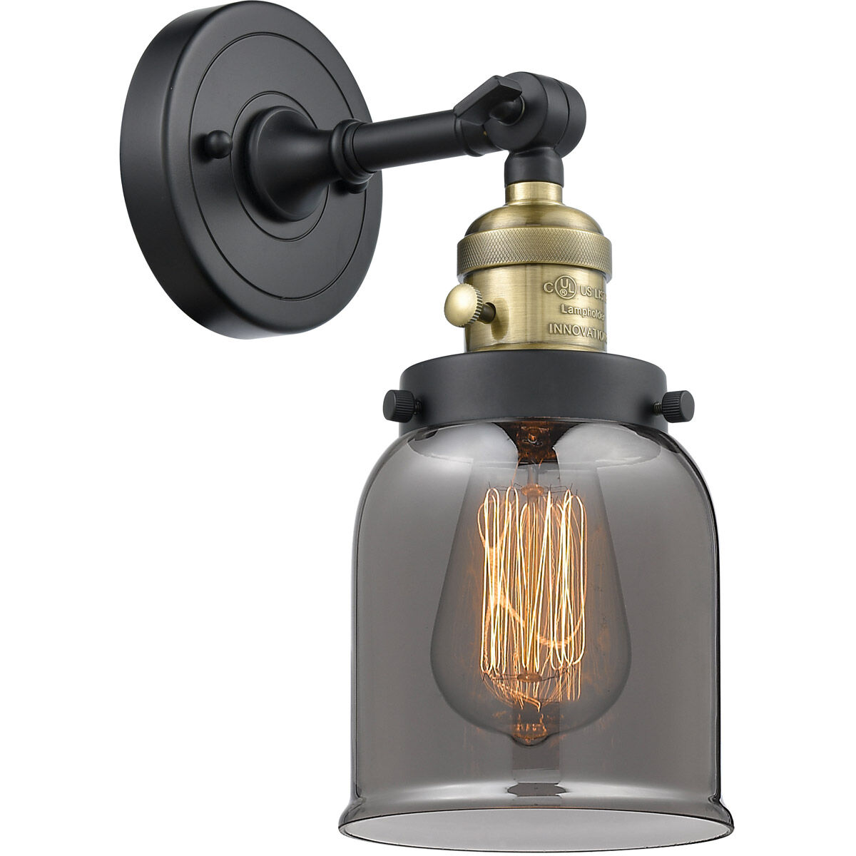 Franklin Restoration Small Bell LED 5 inch Black Antique Brass Sconce Wall Light, Franklin Restoration