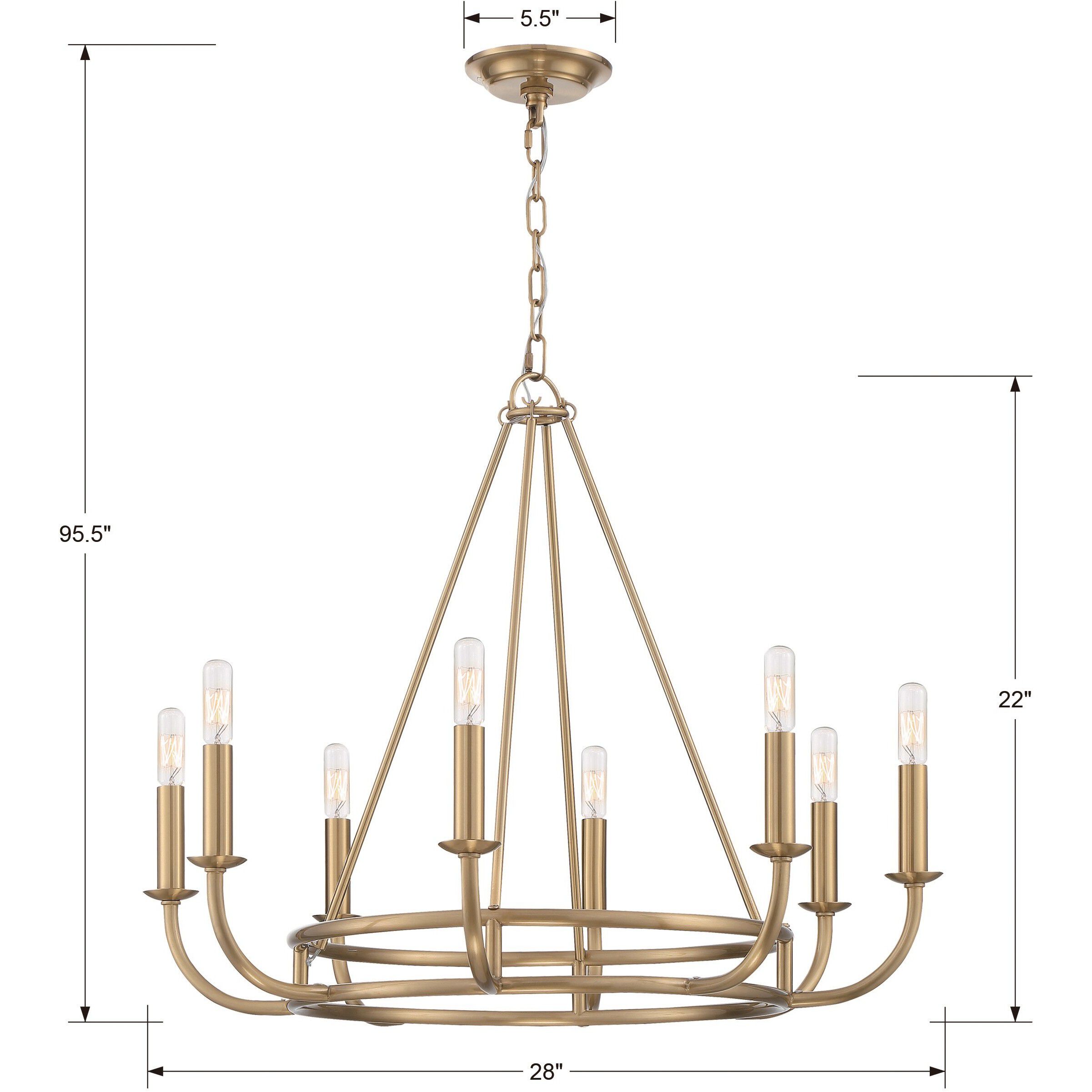 Bailey 8 Light 28 inch Aged Brass Chandelier Ceiling Light