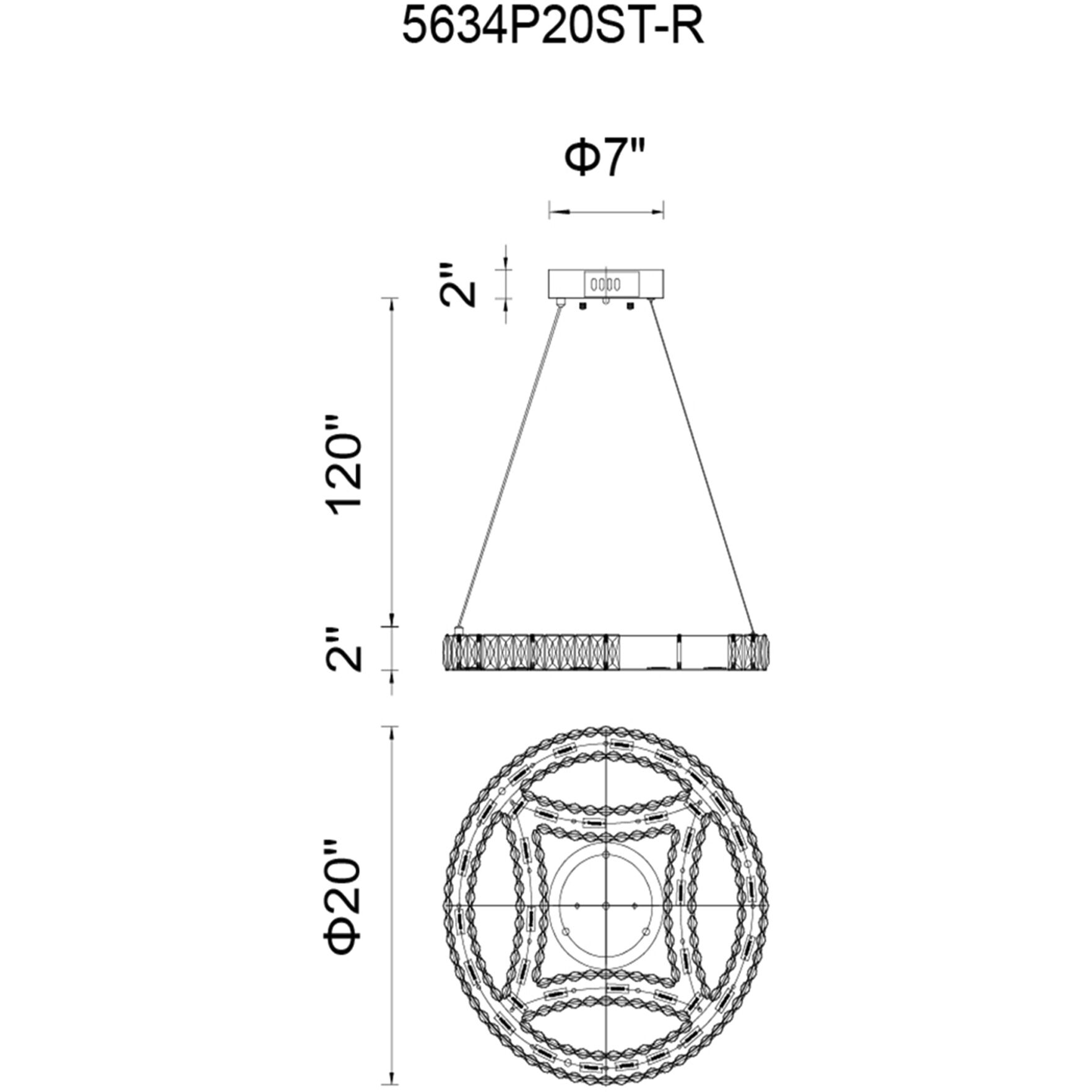 Beyond LED 20 inch Chrome Chandelier Ceiling Light