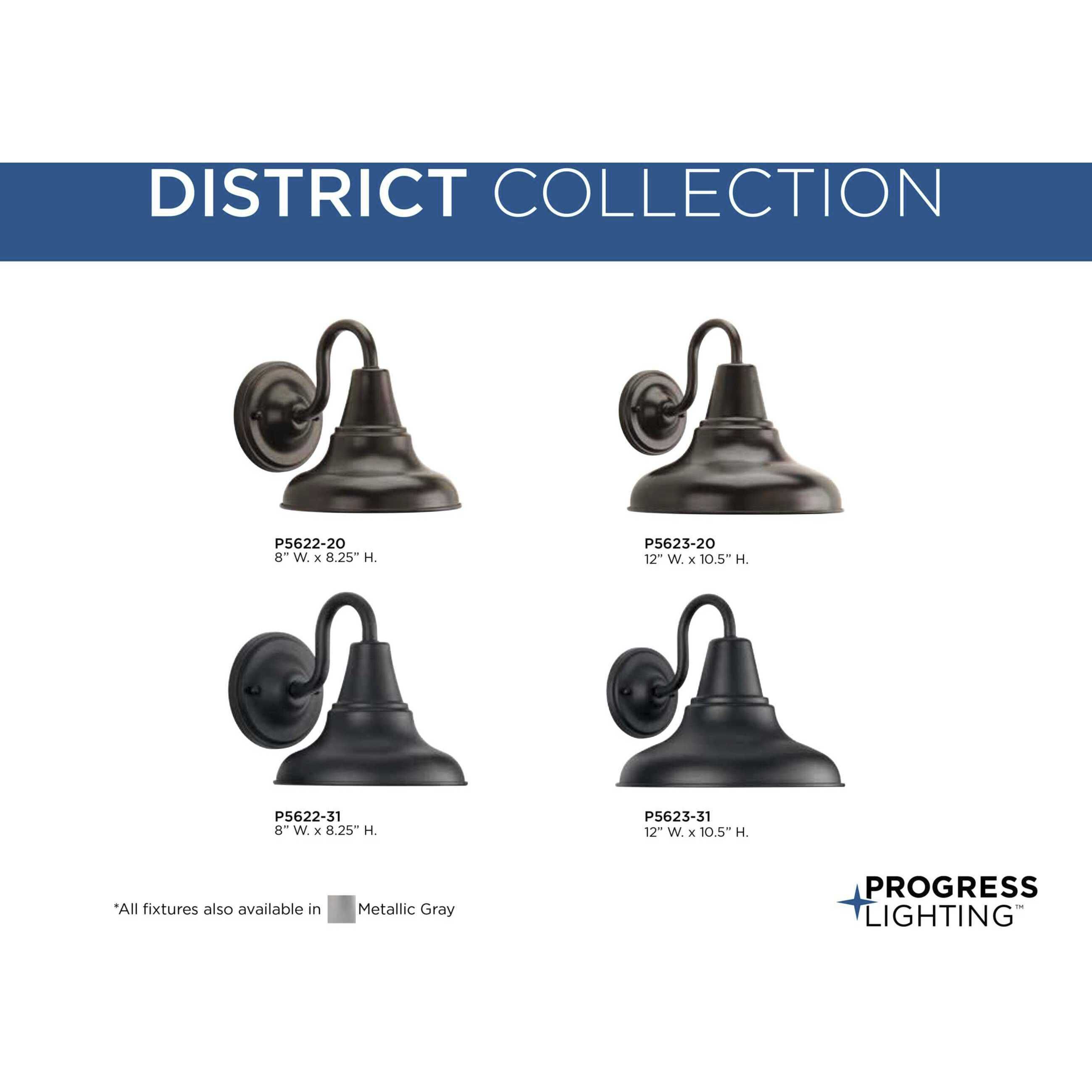 District Outdoor Wall Lantern in Black, Standard Lamping