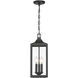 Halston 3 Light 7.25 inch Powder Coated Black Outdoor Hanging Lantern