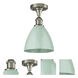 Plymouth Dome 1 Light 7.5 inch Satin Nickel Semi-Flush Mount Ceiling Light in Seafoam, 4 lb