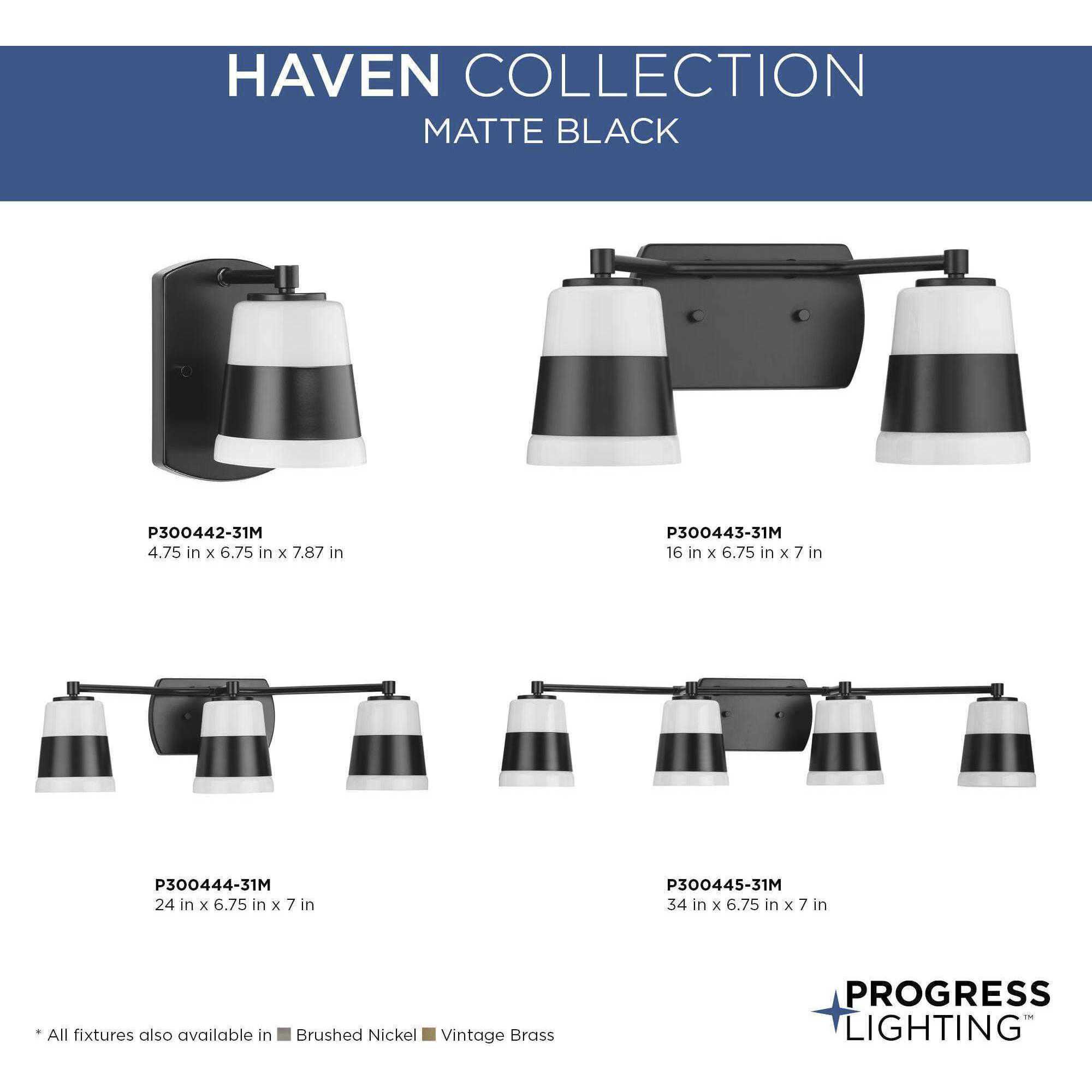 Haven 4 Light 34 inch Matte Black Bath Light Wall Light