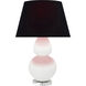 Double Gourd 30 inch 150.00 watt Matte Daisy Glazed Ceramic with Lucite Base Table Lamp Portable Light in Ink Black with Rose Red
