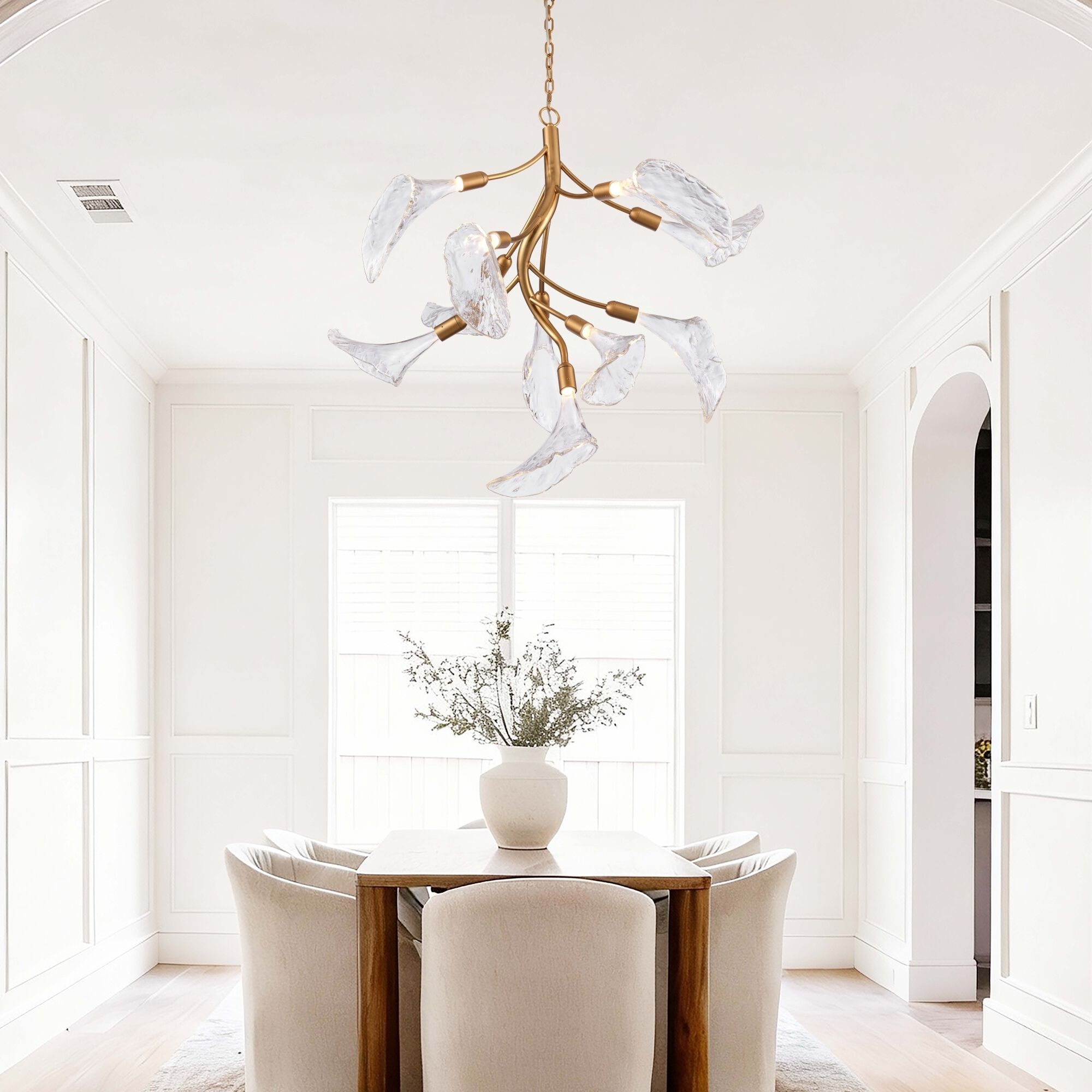 Calla 10 Light 35 inch Satin Brass Chandelier Ceiling Light