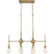 Mid-Century Modern 6 Light 30.5 inch Natural Brass Linear Chandelier Ceiling Light