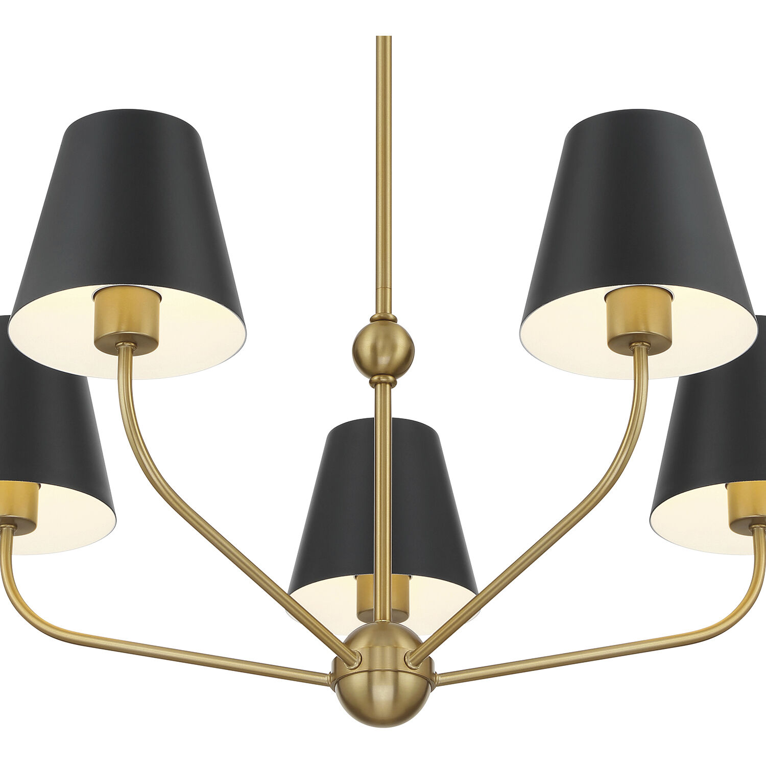 Xavier 5 Light 28 inch Vibrant Gold Chandelier Ceiling Light in Vibrant Gold and Matte Black