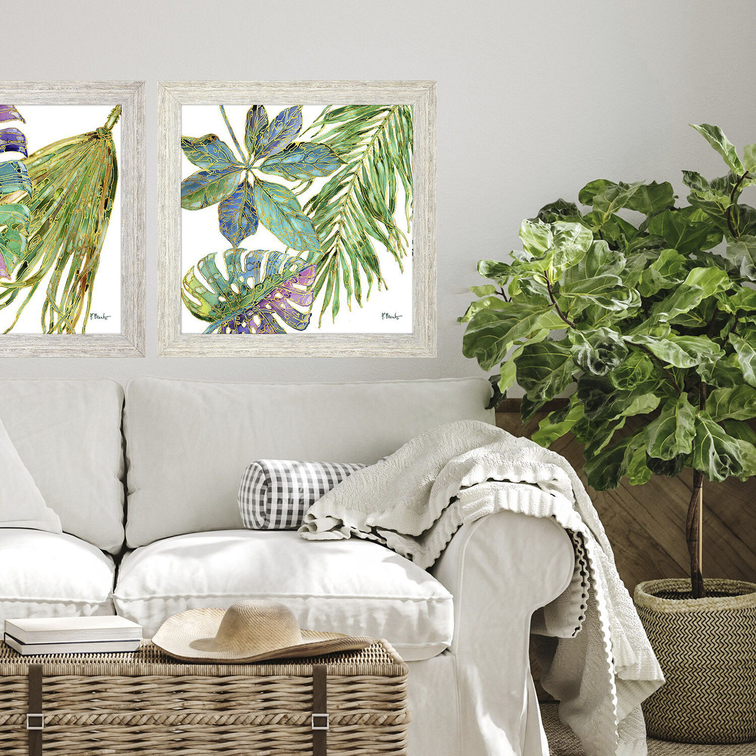 Spectrum Palm Fronds 28 X 28 inch Non-Glass Framed Art, Propac