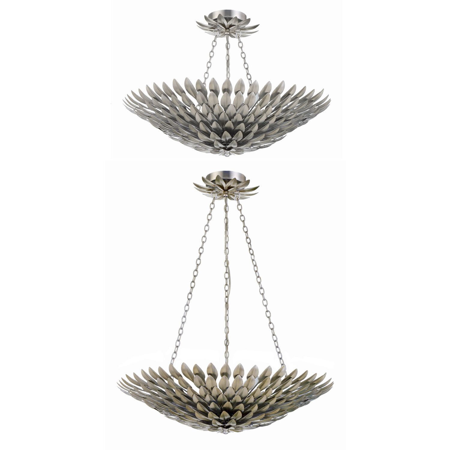 Broche 6 Light 24.5 inch Antique Silver Semi Flush Ceiling Light